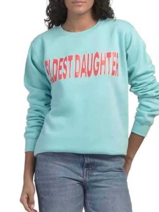 Tops - ELDEST DAUGHTER CREWNECK!!! Red and turquoise!!! Adorable cozy!! S